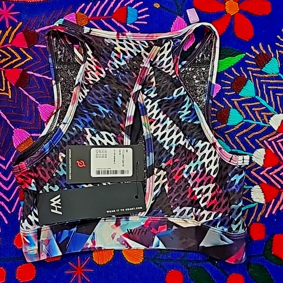 SUPER SALE!!!PELETON JEWELS IN SPACE PRINTED SPORTS BRA NWT! - Picture 4 of 5